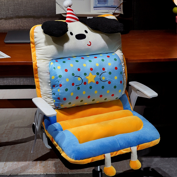 91家纺网 家纺一手货源 找家纺 （总）仟亿莱 2025新款翘耳小狗护腰横条连体坐垫