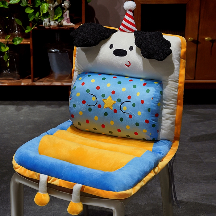 91家纺网 家纺一手货源 找家纺 （总）仟亿莱 2025新款翘耳小狗护腰横条连体坐垫