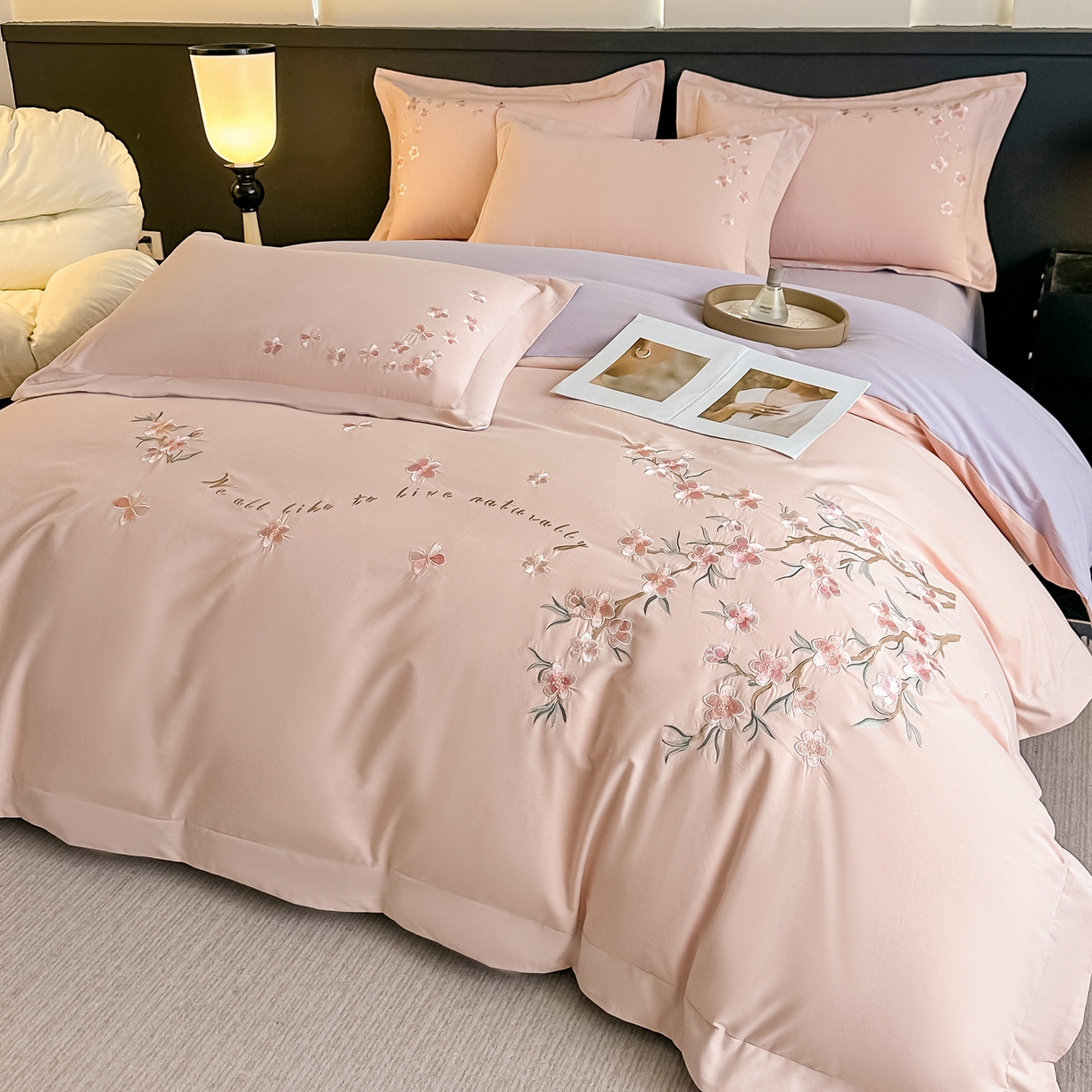 （总）桃园 秋冬新款纯棉全棉长绒棉磨毛不掉毛高端礼盒四件套-繁花似锦（包含买家秀）