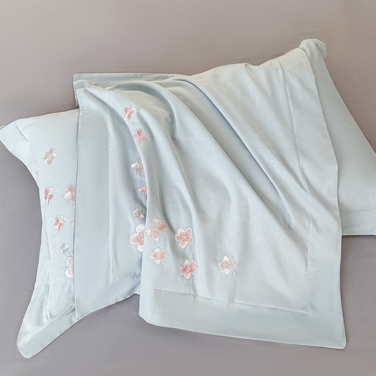 91家纺网 家纺一手货源 找家纺 桃园 秋冬新款纯棉全棉长绒棉磨毛不掉毛高端礼盒四件套-繁花似锦（包含买家秀） 繁花似锦-飘蓝