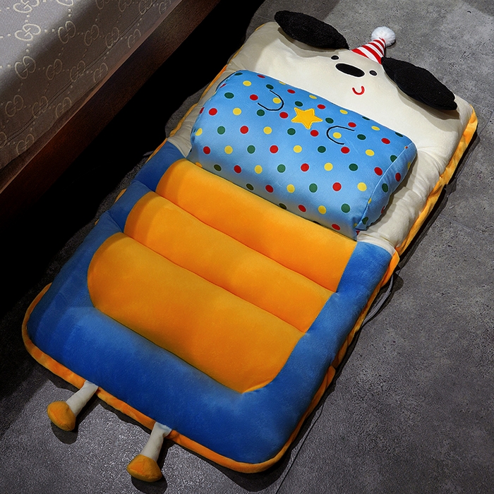 91家纺网 家纺一手货源 找家纺 仟亿莱 2025新款翘耳小狗护腰横条连体坐垫 护腰横条糖豆小狗