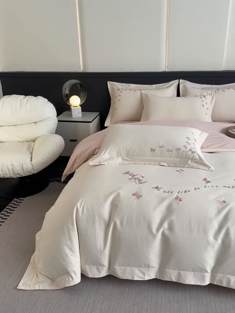 91家纺网 家纺一手货源 找家纺 桃园 秋冬新款纯棉全棉长绒棉磨毛不掉毛高端礼盒四件套-繁花似锦（包含买家秀） 繁花似锦-白粉