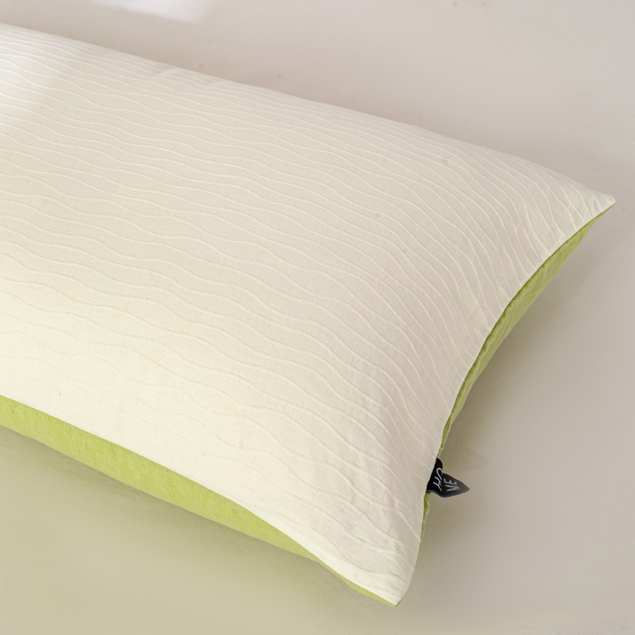 91家纺网 家纺一手货源 找家纺 恋人优选 2025新款全棉纯棉色织提花枕套 波纹纱-月牙白