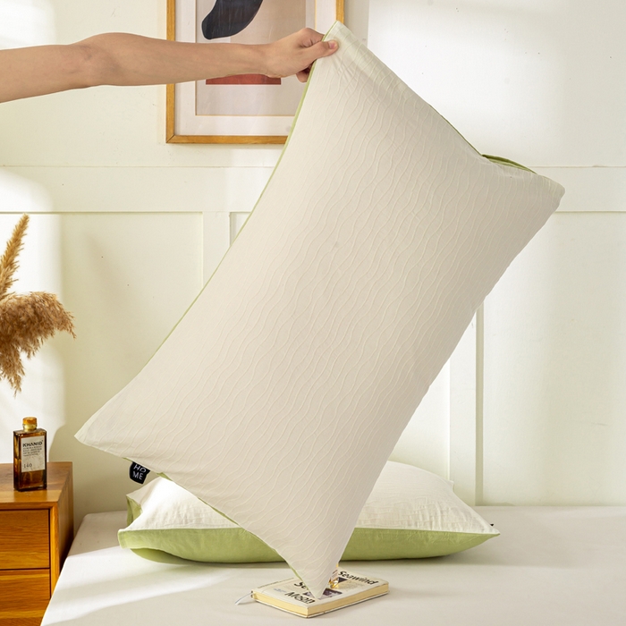 91家纺网 家纺一手货源 找家纺 恋人优选 2025新款全棉纯棉色织提花枕套 波纹纱-月牙白