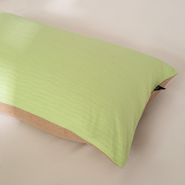 91家纺网 家纺一手货源 找家纺 恋人优选 2025新款全棉纯棉色织提花枕套 波纹纱-心漾绿