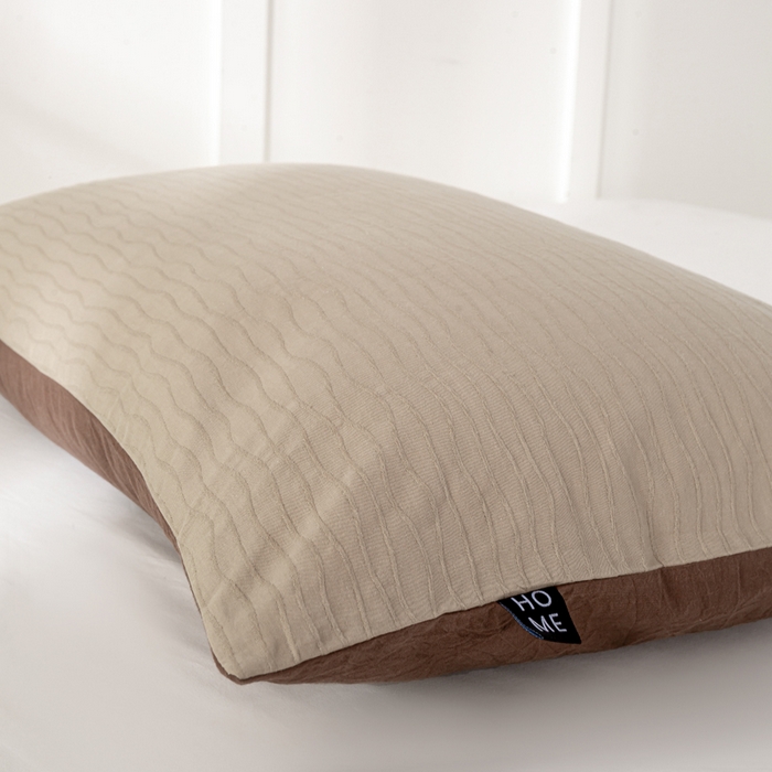 91家纺网 家纺一手货源 找家纺 恋人优选 2025新款全棉纯棉色织提花枕套 波纹纱-星柔棕