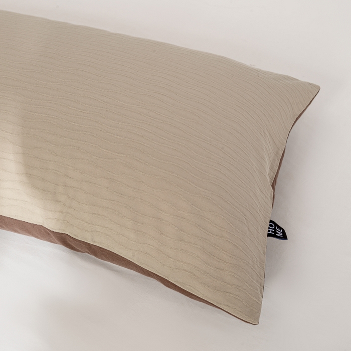 91家纺网 家纺一手货源 找家纺 恋人优选 2025新款全棉纯棉色织提花枕套 波纹纱-星柔棕