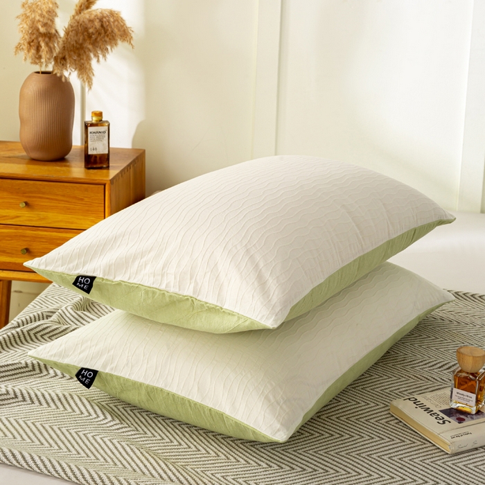 91家纺网 家纺一手货源 找家纺 恋人优选 2025新款全棉纯棉色织提花枕套 波纹纱-月牙白