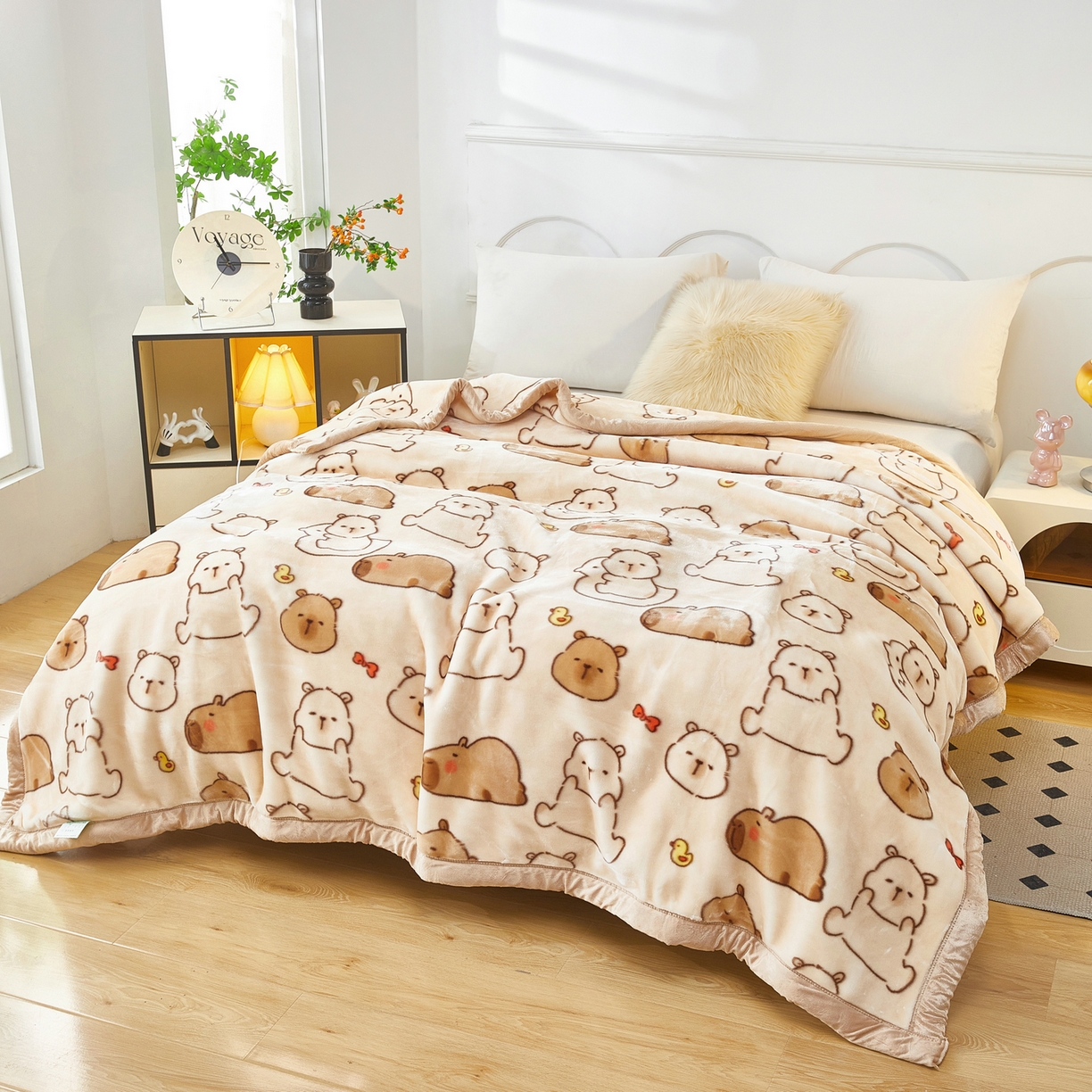 91家纺网 家纺一手货源 找家纺 丹兰 2025新款大版拉舍尔毛毯 C版 025萌萌水豚