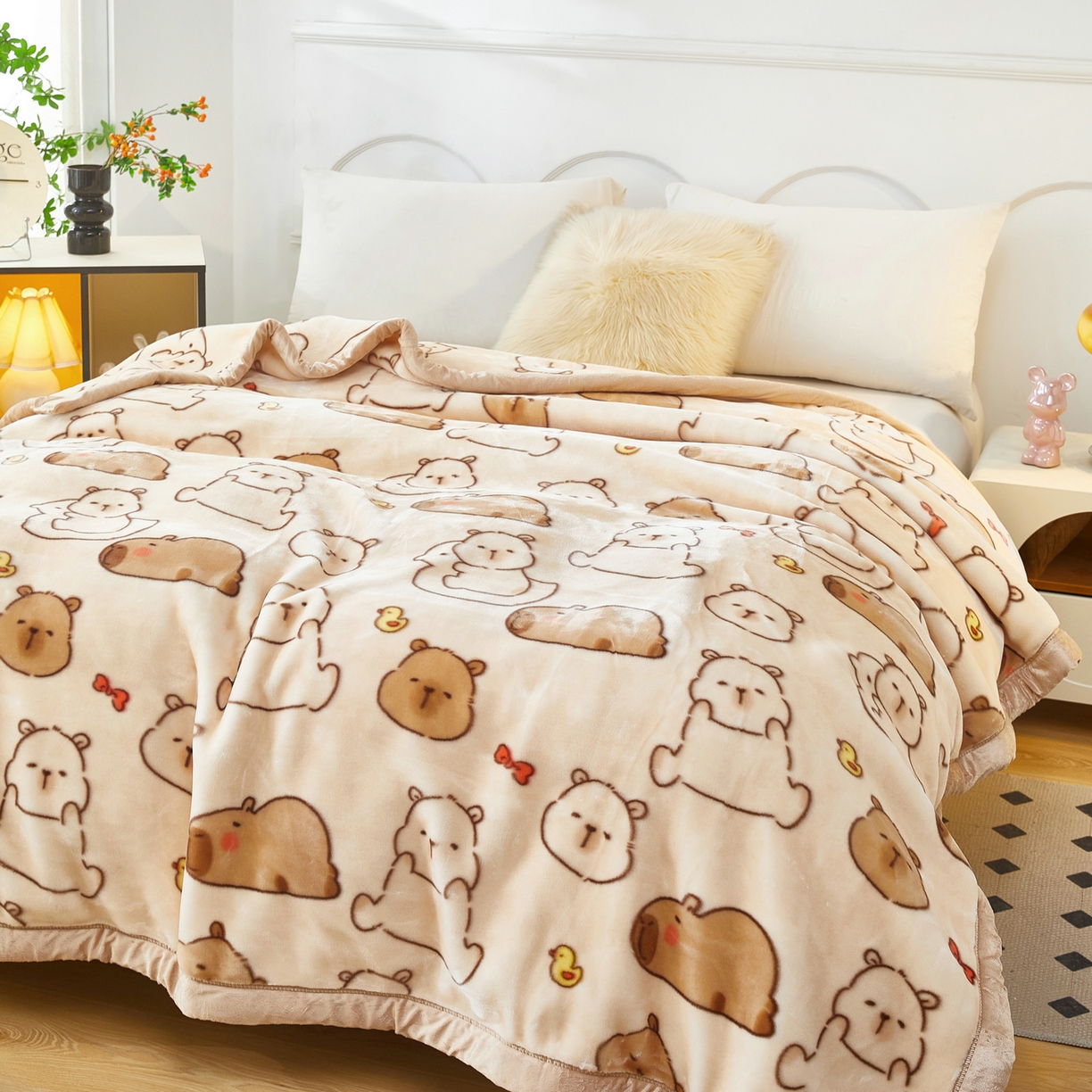 91家纺网 家纺一手货源 找家纺 丹兰 2025新款大版拉舍尔毛毯 C版 025萌萌水豚