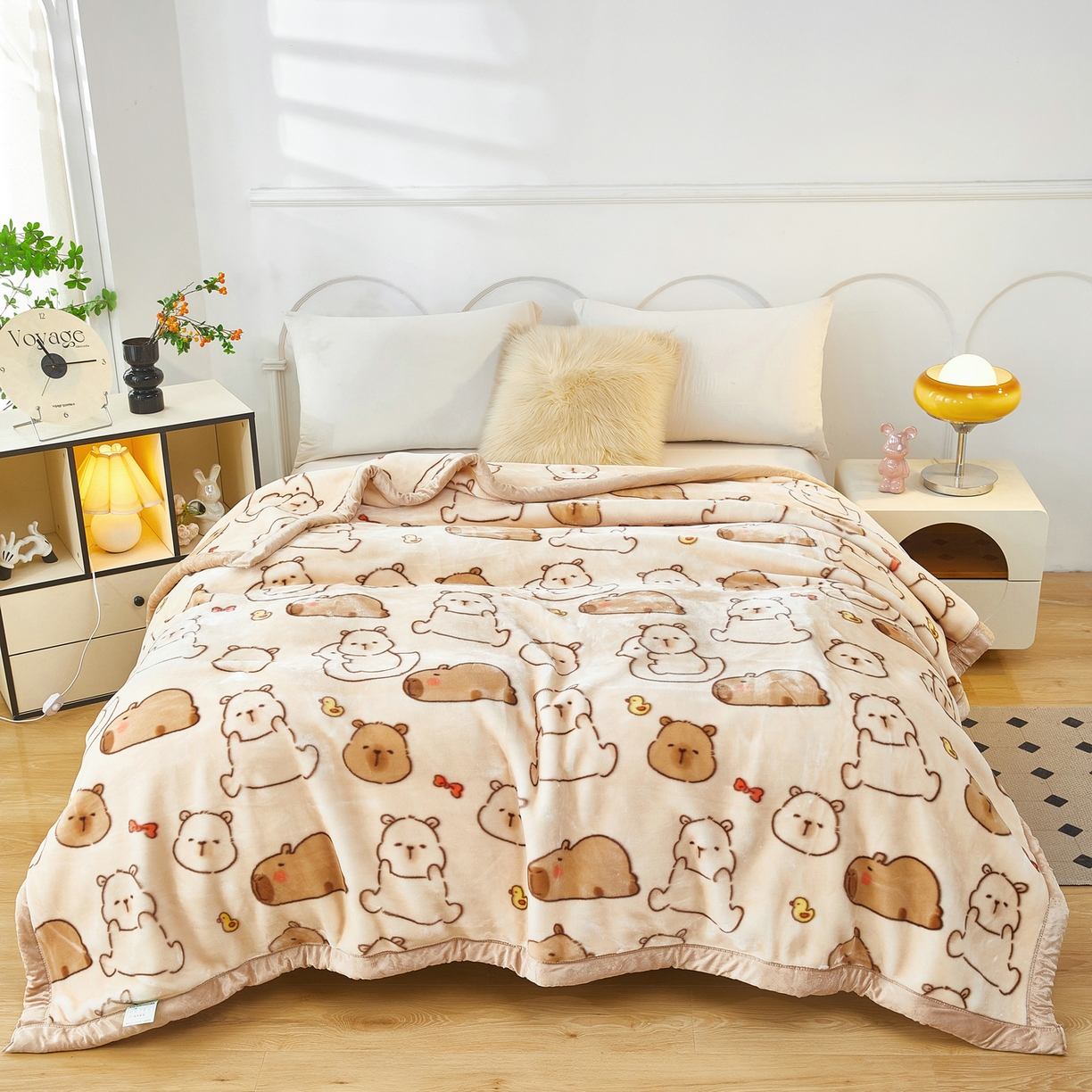 91家纺网 家纺一手货源 找家纺 丹兰 2025新款大版拉舍尔毛毯 C版 025萌萌水豚