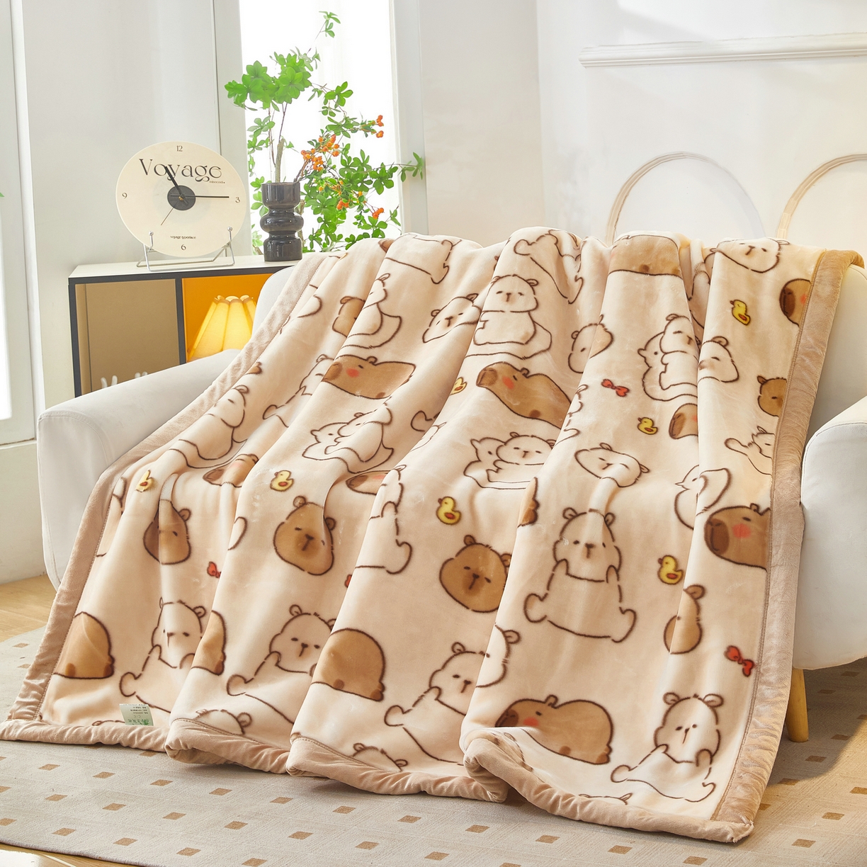 91家纺网 家纺一手货源 找家纺 丹兰 2025新款大版拉舍尔毛毯 C版 025萌萌水豚