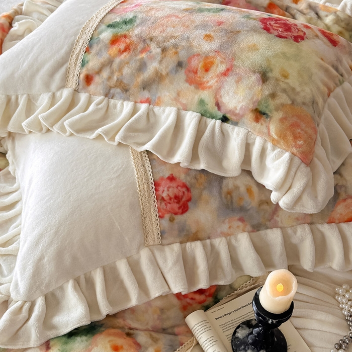 91家纺网 家纺一手货源 找家纺 瑞宝 2025新款全消光牛奶绒床裙四件套-花期如梦 花期如梦-橙