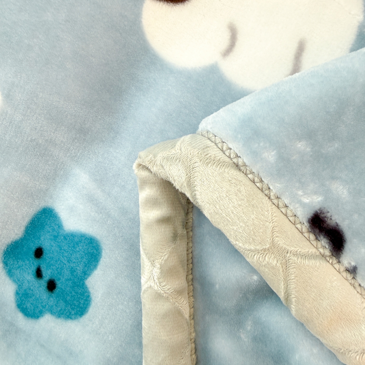 91家纺网 家纺一手货源 找家纺 丹兰 2025新款大版拉舍尔毛毯 新版 75#蓝色波比