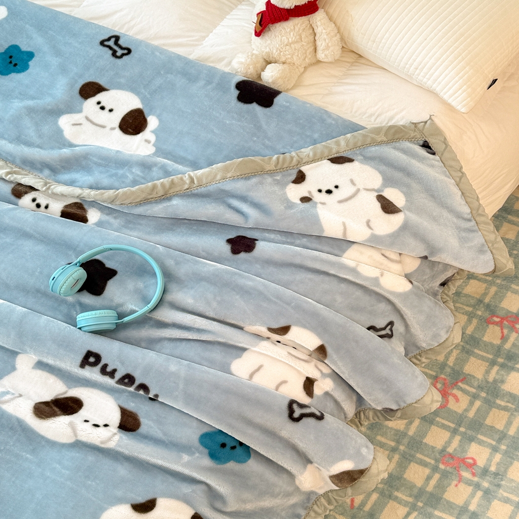 91家纺网 家纺一手货源 找家纺 丹兰 2025新款大版拉舍尔毛毯 新版 75#蓝色波比