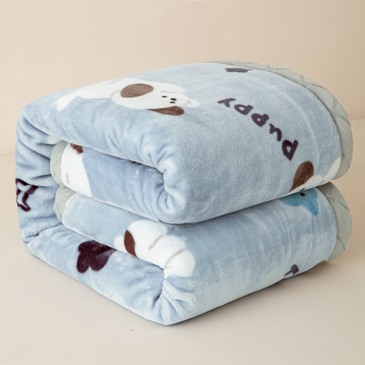 91家纺网 家纺一手货源 找家纺 丹兰 2025新款大版拉舍尔毛毯 新版 75#蓝色波比