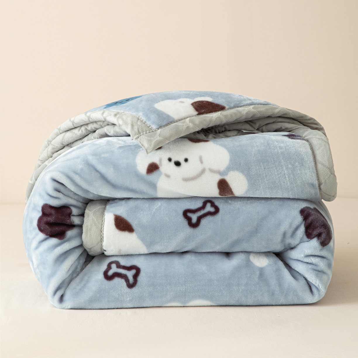 91家纺网 家纺一手货源 找家纺 丹兰 2025新款大版拉舍尔毛毯 新版 75#蓝色波比