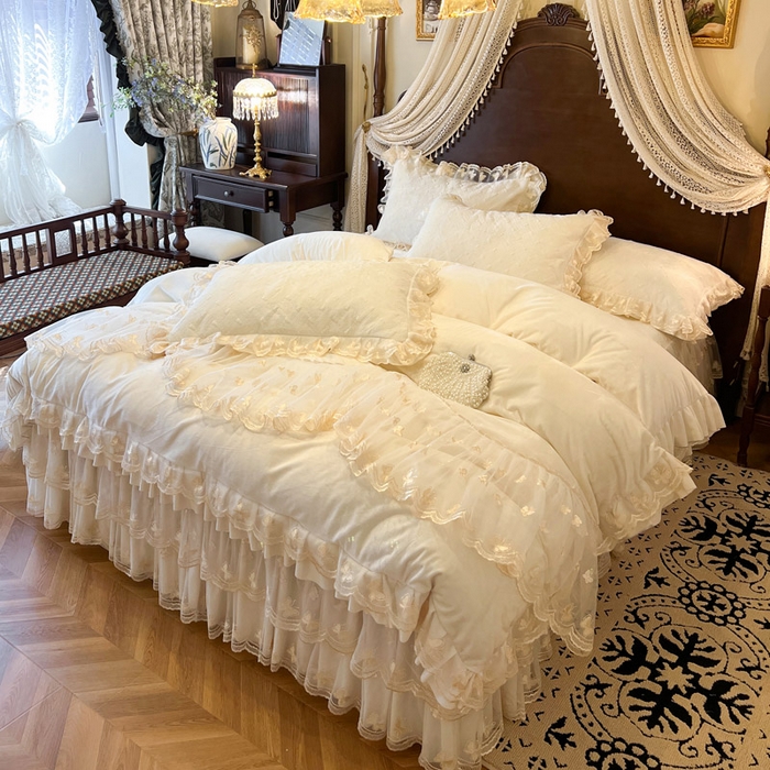 91家纺网 家纺一手货源 找家纺 （总）瑞宝 2025新款宝宝绒夹棉床裙四件套-香奢丽影