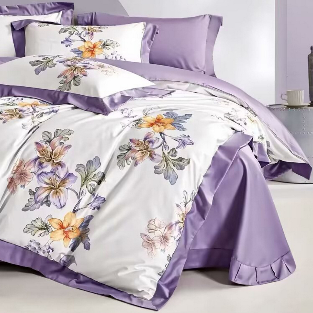 91家纺网 家纺一手货源 找家纺 （总）未来家居 2025新款优帝100支贡缎长绒棉四件套-1