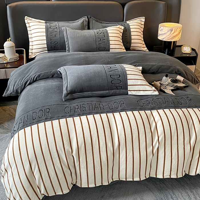 富宁家纺 2025新款亲肤舒适牛奶绒8斤四件套-夜曲 夜曲-石英灰