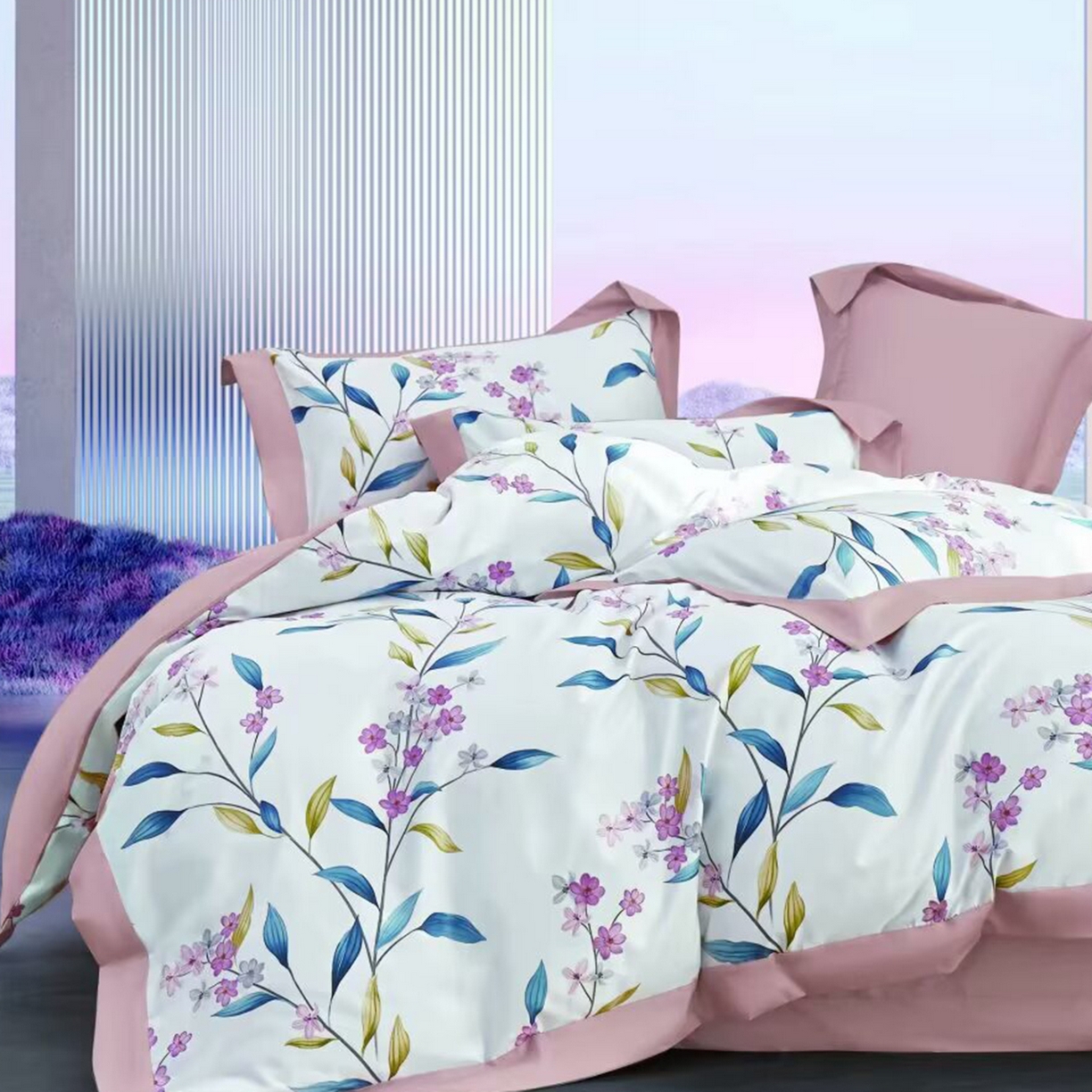 91家纺网 家纺一手货源 找家纺 （总）未来家居 2025新款UD活性印染铂金贡缎长绒棉四件套