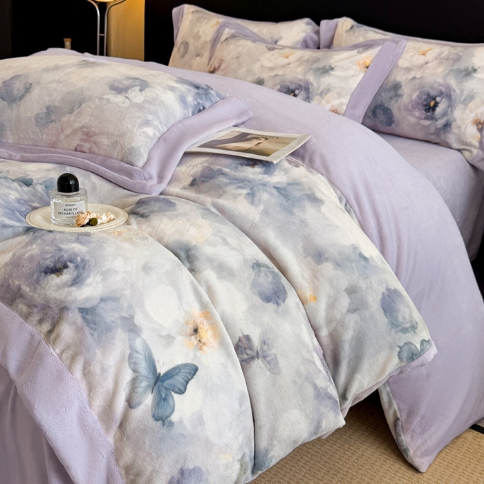 91家纺网 家纺一手货源 找家纺 （总）博纳家纺 2025新款亲肤舒适牛奶绒数码印花拼角系列四件套（控价劵后208 严格按控价来）