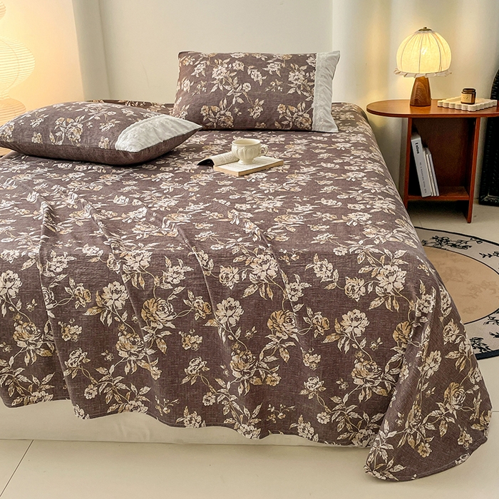 91家纺网 家纺一手货源 找家纺 梦舒羽 2025新款A类原麻床单单件床罩席梦思宿舍床垫保护罩床套罩防尘罩套三件套  秋日