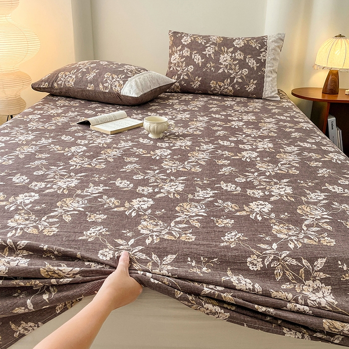 91家纺网 家纺一手货源 找家纺 梦舒羽 2025新款A类原麻床单单件床罩席梦思宿舍床垫保护罩床套罩防尘罩套三件套  秋日