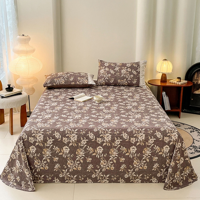 91家纺网 家纺一手货源 找家纺 梦舒羽 2025新款A类原麻床单单件床罩席梦思宿舍床垫保护罩床套罩防尘罩套三件套  秋日