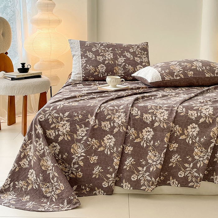 91家纺网 家纺一手货源 找家纺 梦舒羽 2025新款A类原麻床单单件床罩席梦思宿舍床垫保护罩床套罩防尘罩套三件套  秋日