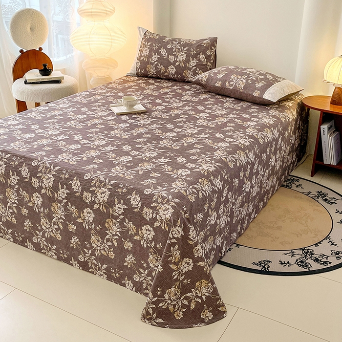 91家纺网 家纺一手货源 找家纺 梦舒羽 2025新款A类原麻床单单件床罩席梦思宿舍床垫保护罩床套罩防尘罩套三件套  秋日