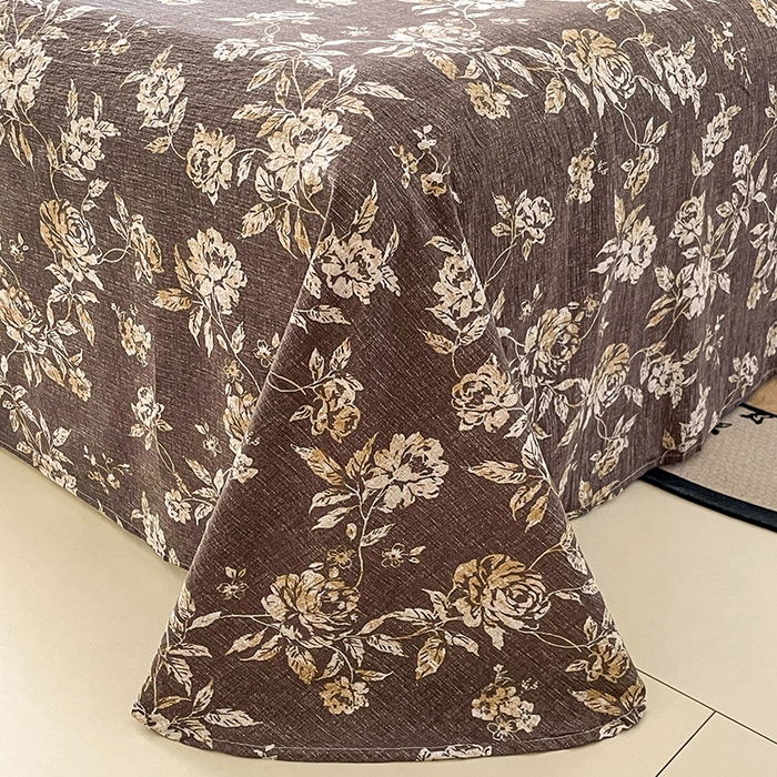 91家纺网 家纺一手货源 找家纺 梦舒羽 2025新款A类原麻床单单件床罩席梦思宿舍床垫保护罩床套罩防尘罩套三件套  秋日