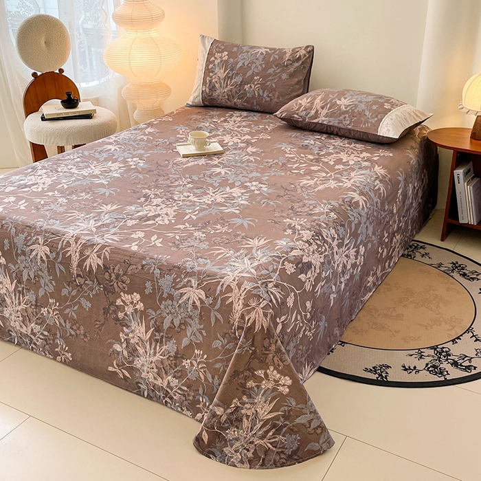 91家纺网 家纺一手货源 找家纺 梦舒羽 2025新款A类原麻床单单件床罩席梦思宿舍床垫保护罩床套罩防尘罩套三件套  金枝玉叶