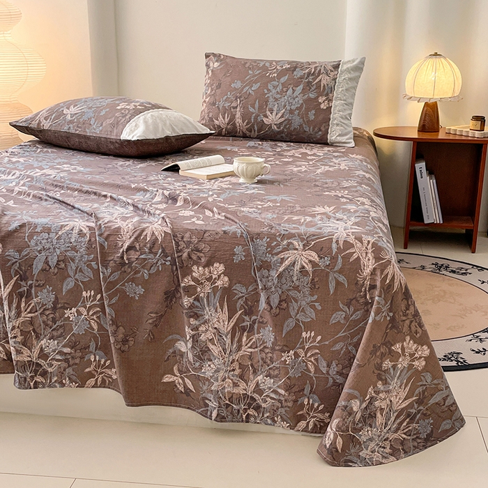 梦舒羽 2025新款A类原麻床单单件床罩席梦思宿舍床垫保护罩床套罩防尘罩套三件套  金枝玉叶