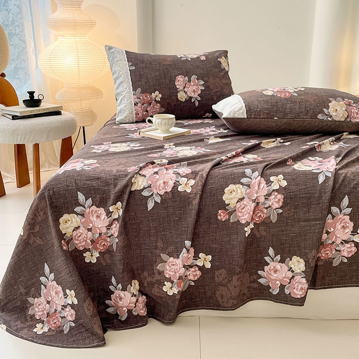 91家纺网 家纺一手货源 找家纺 梦舒羽 2025新款A类原麻床单单件床罩席梦思宿舍床垫保护罩床套罩防尘罩套三件套  繁花