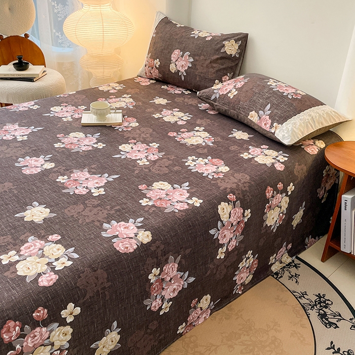 91家纺网 家纺一手货源 找家纺 梦舒羽 2025新款A类原麻床单单件床罩席梦思宿舍床垫保护罩床套罩防尘罩套三件套  繁花