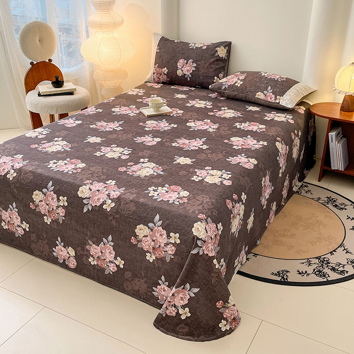 91家纺网 家纺一手货源 找家纺 梦舒羽 2025新款A类原麻床单单件床罩席梦思宿舍床垫保护罩床套罩防尘罩套三件套  繁花