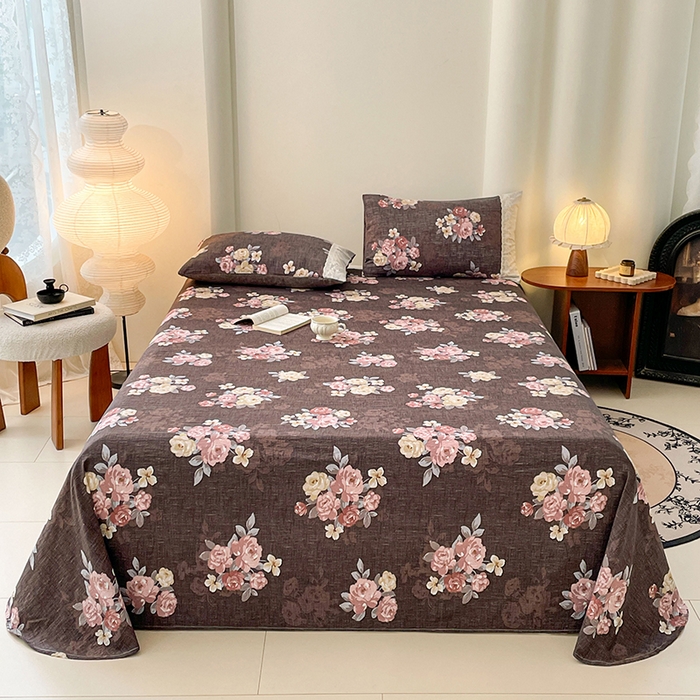 91家纺网 家纺一手货源 找家纺 梦舒羽 2025新款A类原麻床单单件床罩席梦思宿舍床垫保护罩床套罩防尘罩套三件套  繁花