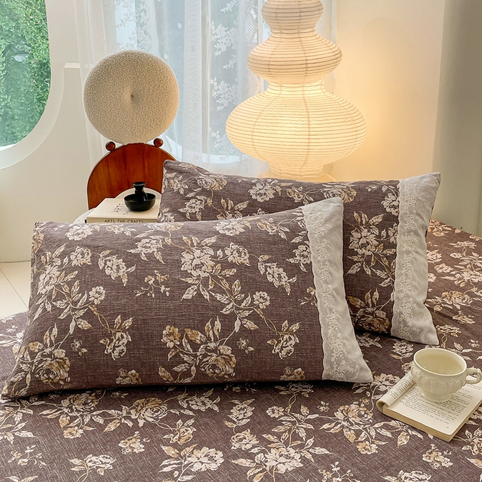 91家纺网 家纺一手货源 找家纺 梦舒羽 2025新款A类可水洗原麻蕾丝花边枕套宿舍单人枕芯套枕头套内胆套 秋日