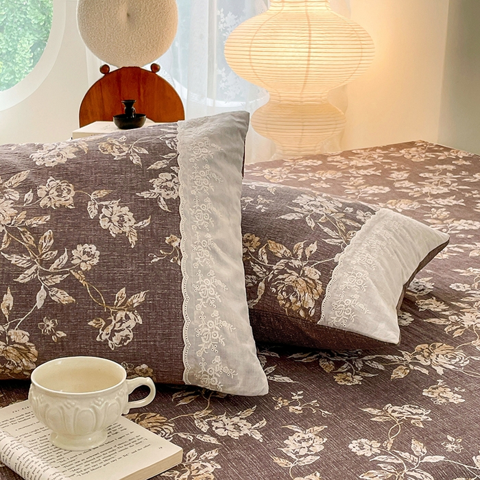 91家纺网 家纺一手货源 找家纺 梦舒羽 2025新款A类可水洗原麻蕾丝花边枕套宿舍单人枕芯套枕头套内胆套 秋日