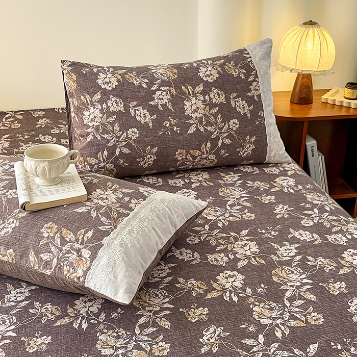 91家纺网 家纺一手货源 找家纺 梦舒羽 2025新款A类可水洗原麻蕾丝花边枕套宿舍单人枕芯套枕头套内胆套 秋日