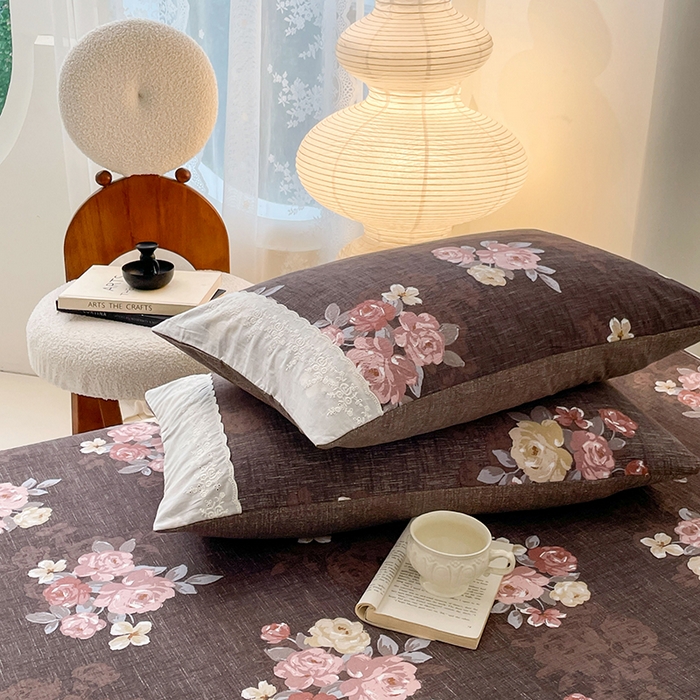 91家纺网 家纺一手货源 找家纺 梦舒羽 2025新款A类可水洗原麻蕾丝花边枕套宿舍单人枕芯套枕头套内胆套 繁花