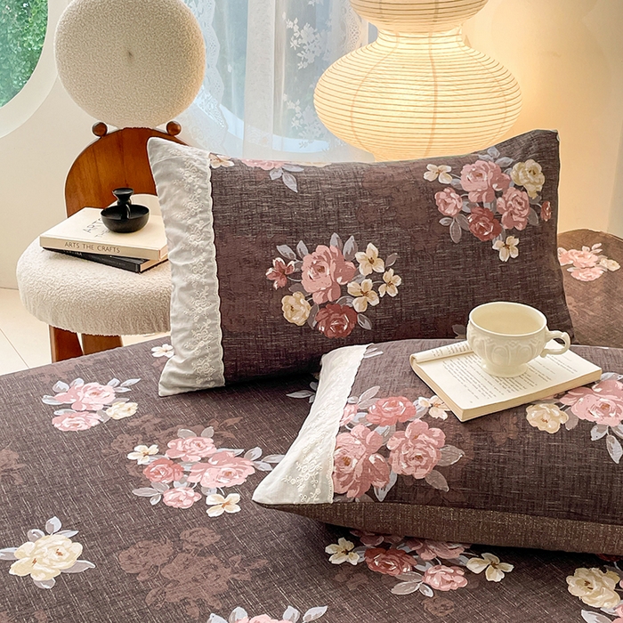 91家纺网 家纺一手货源 找家纺 梦舒羽 2025新款A类可水洗原麻蕾丝花边枕套宿舍单人枕芯套枕头套内胆套 繁花