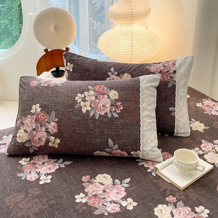 91家纺网 家纺一手货源 找家纺 梦舒羽 2025新款A类可水洗原麻蕾丝花边枕套宿舍单人枕芯套枕头套内胆套 繁花