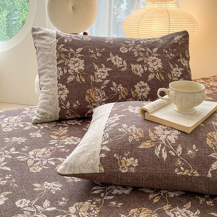 91家纺网 家纺一手货源 找家纺 梦舒羽 2025新款A类可水洗原麻蕾丝花边枕套宿舍单人枕芯套枕头套内胆套 秋日