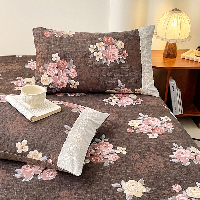 91家纺网 家纺一手货源 找家纺 梦舒羽 2025新款A类可水洗原麻蕾丝花边枕套宿舍单人枕芯套枕头套内胆套 繁花