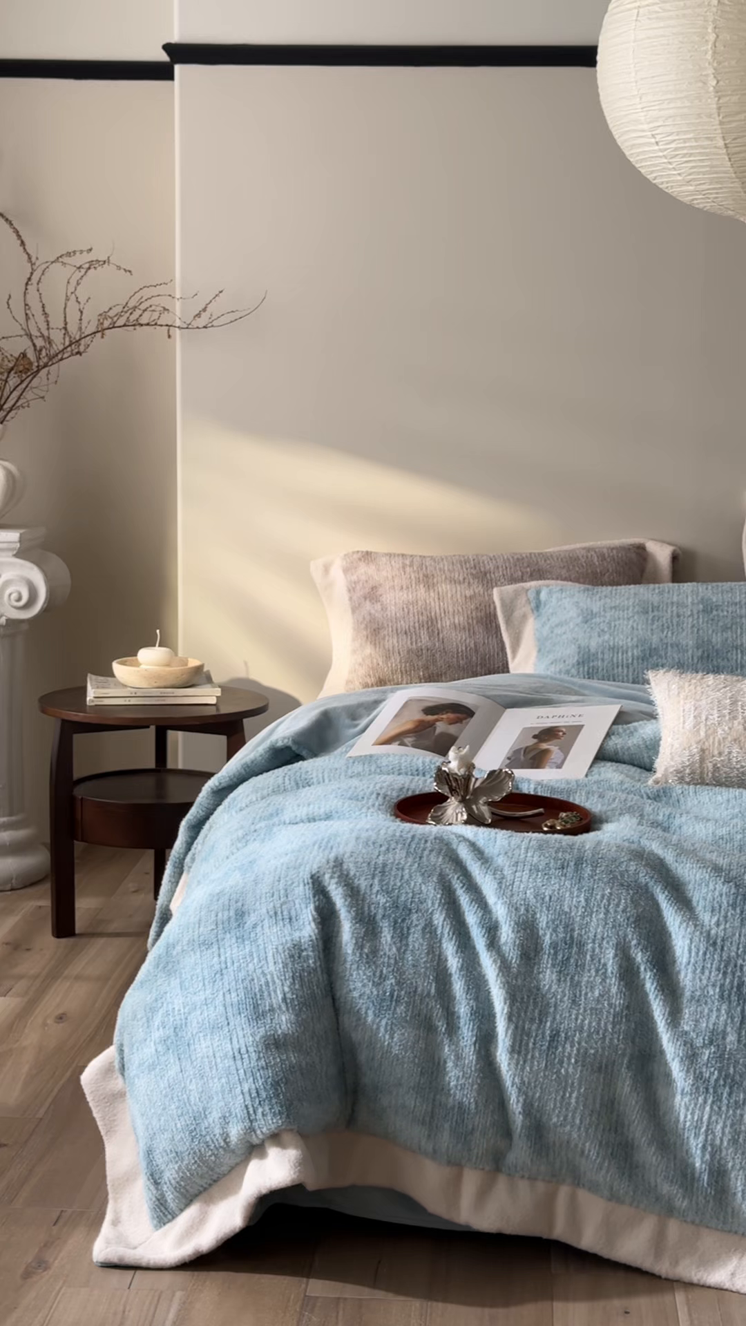 91家纺网 家纺一手货源 找家纺 榻尚家居 2025新款秋冬加厚绵阳绒牛奶绒四件套 绵阳绒蓝色