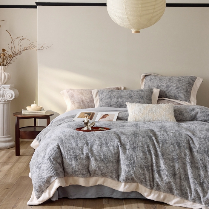 榻尚家居 2025新款秋冬加厚绵阳绒牛奶绒四件套 绵阳绒灰色