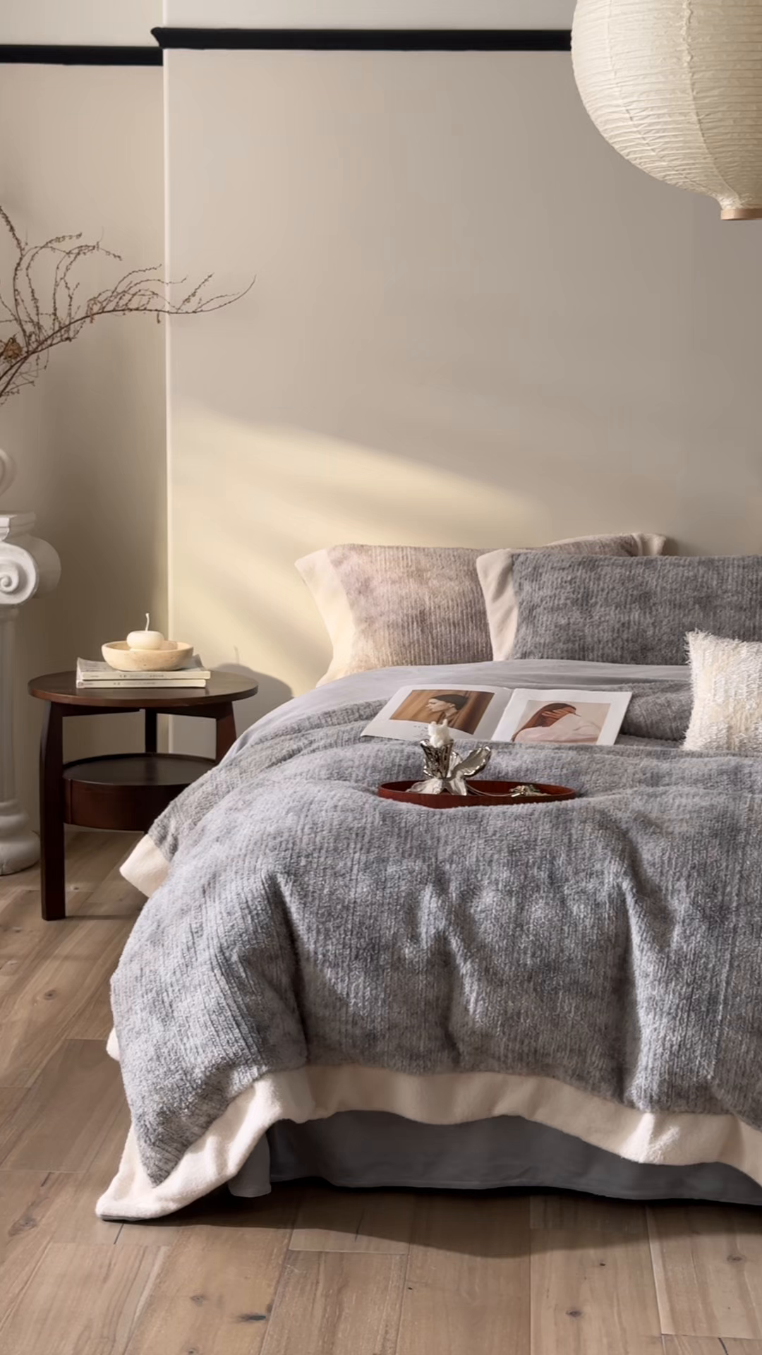 91家纺网 家纺一手货源 找家纺 榻尚家居 2025新款秋冬加厚绵阳绒牛奶绒四件套 绵阳绒灰色