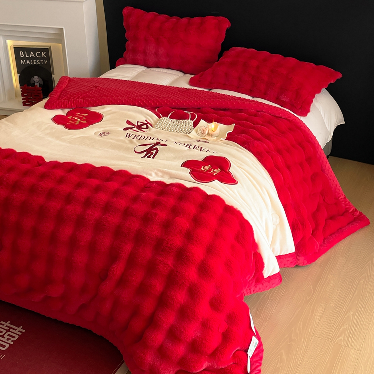 91家纺网 家纺一手货源 找家纺 （总）玉雅家纺 2025新款兔毛绒多功能毛毯被套两用豆豆被被子被芯